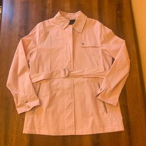 Tally-Ho outerwear jacket Medium Blush Pink Lightweight Belted Zip up po…